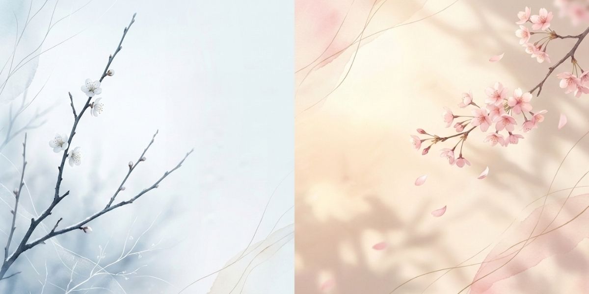 梅の花とから桜の花への移り変わり