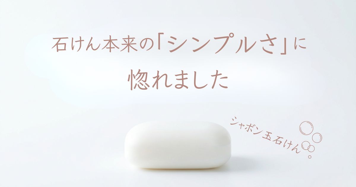 せっけん本来のシンプルさに惚れました。白い背景に、白いせっけんが一つ置かれている様子。