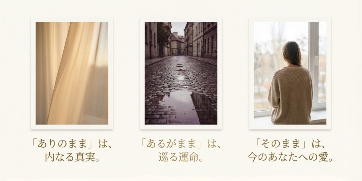 「ありのまま」「あるがまま」「そのまま」の簡単な説明。